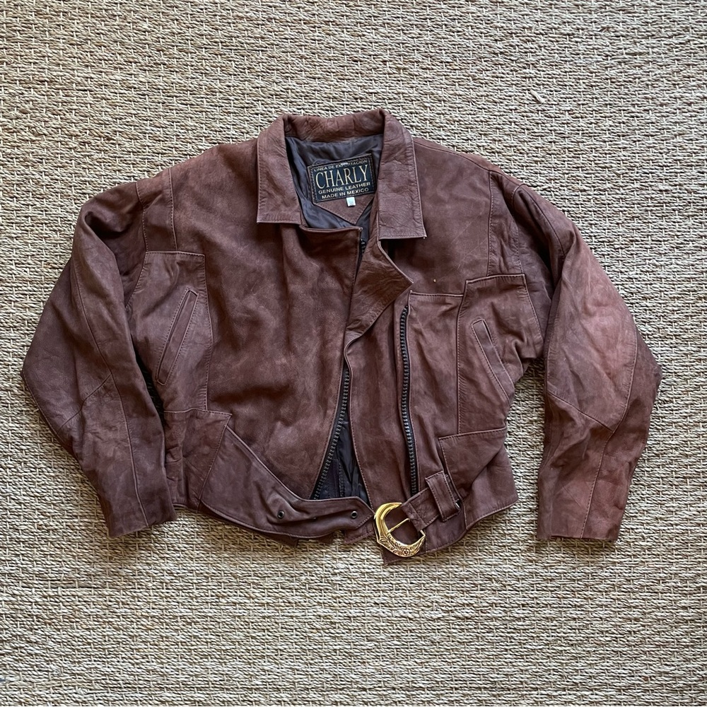 Vintage western leather moto jacket
